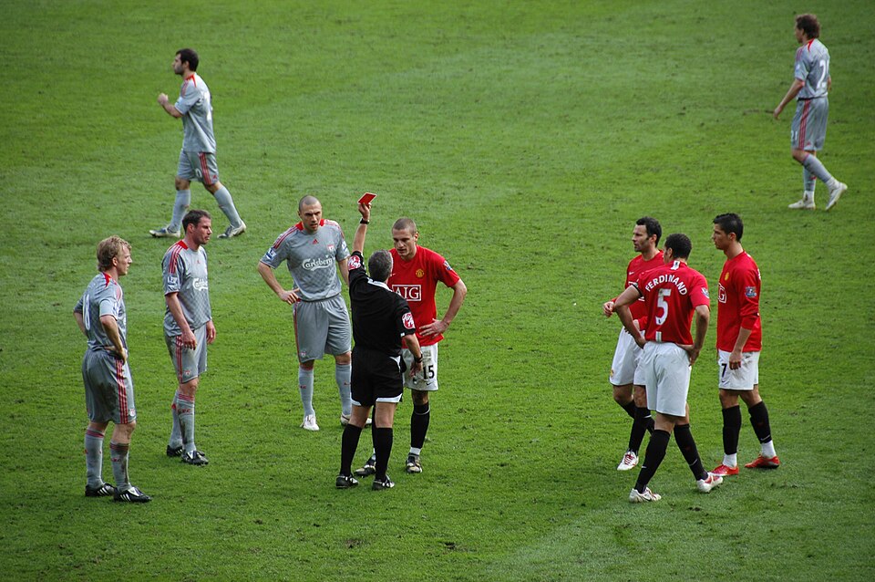 Man United vs Liverpool Preview: All You Need To Know About the Big Match Referee Alan Wiley shows a red card to Nemanja Vidić during the Manchester United vs Liverpool Premier League match at Old Trafford on 14 March 2009